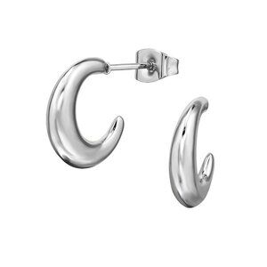 Stainless Steel Half Hoop Earrings 14mm​ Classic Versatile Style